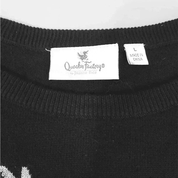 Quacker Factor size L black Sweater with Dog holiday - Picture 3 of 6